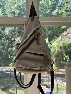 DaVan Multifunctional Canvas Sling Bag Concealed Carry Travel Bag Mini Backpack